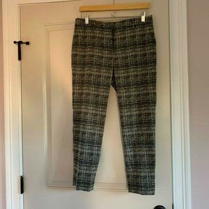 NWOT LELA ROSE Cigarette Leg Gray Plaid Pants SZ 8